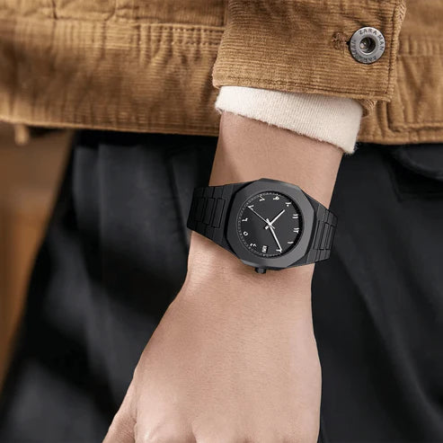 Stainless Steel Black Arabic Aura Watch