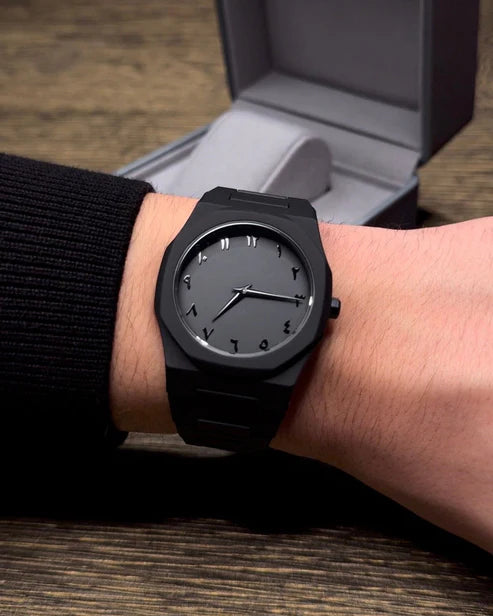 Stainless Steel Black Arabic Aura Watch