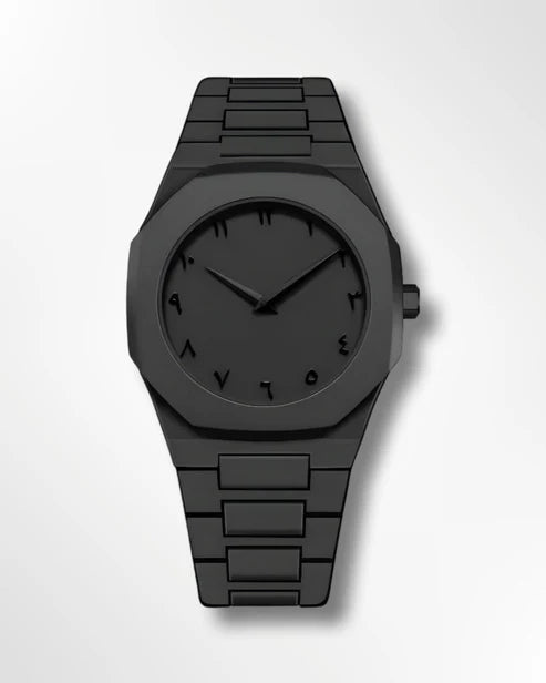 Stainless Steel Black Arabic Aura Watch